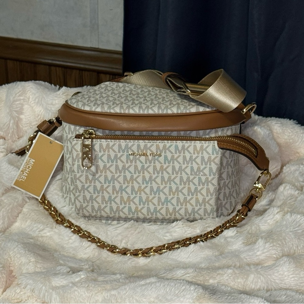 Michael Kors Tan and Cream Crossbody Bag